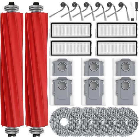 26 Rechange Accessoires pour Roborock QV 35A / QV 35S / QR 798 / QR 598 Aspirateur Robot Laveur, 6 Sacs à poussière 6 Serpillières 6 Brosse latérale 4 Filtre HEPA 2 Brosse Principale (1/5)