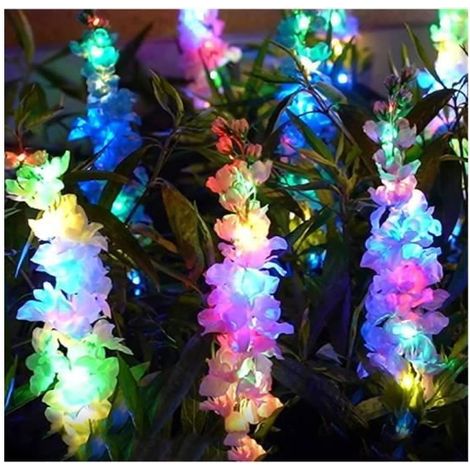 4 pièces Lampe solaire Delphinium, éclairage automatique multicolore, IP65 étanche, décoration lumineuse jardin extérieur (1/4)