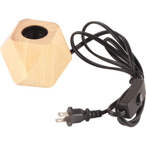 Socle lampe en bois forme diamant, douille E26, moderne petite base lampe de table en bois pour décoration intérieure (1/5)