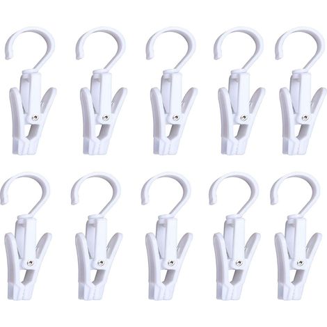 Crochet Pivotant - 108 mm - Blanc - Pour Linge, Rideaux, Serviettes de Plage - Lot de 10 (1/5)