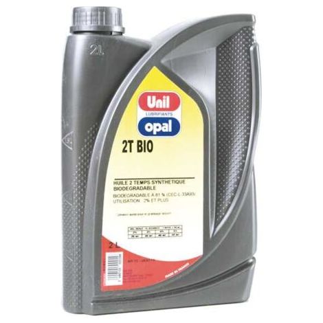 Huile moteur 2 temps Unil Opal Bio pour débroussailleuse, tondeuse, tronçonneuse. 2 Litres