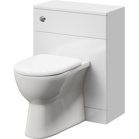Alexander James Gloss White 600mm Toilet Unit and Monza Back to Wall Toilet Pan with Soft Close Toilet Seat - 600mm -