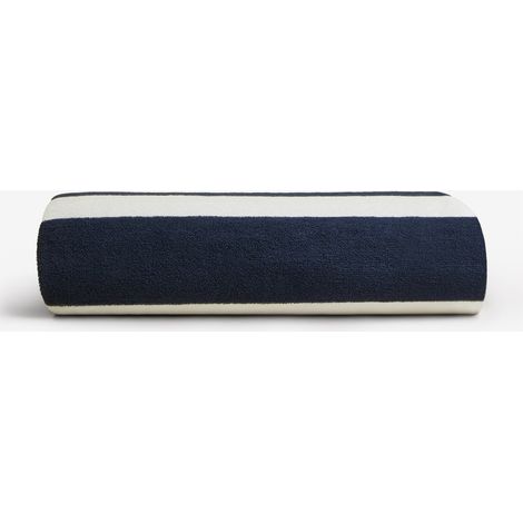 Serviette en coton Gampola SKLUM Blanc Gardenia - Bleu marine