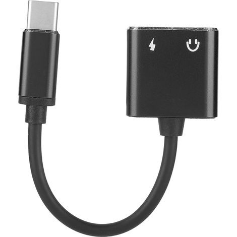 Adaptateur Audio 2 en 1 USB-C vers 3.5mm pour Casque avec Micro (Noir) (1/5)