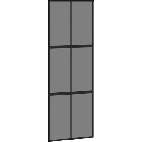Maison Exclusive - Schiebetür Schwarz 76x205 cm Hartglas und Alum