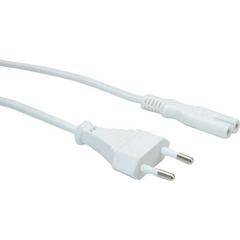 Câble d'alimentation secteur type bipolaire 1,2 m 230V - Blanc