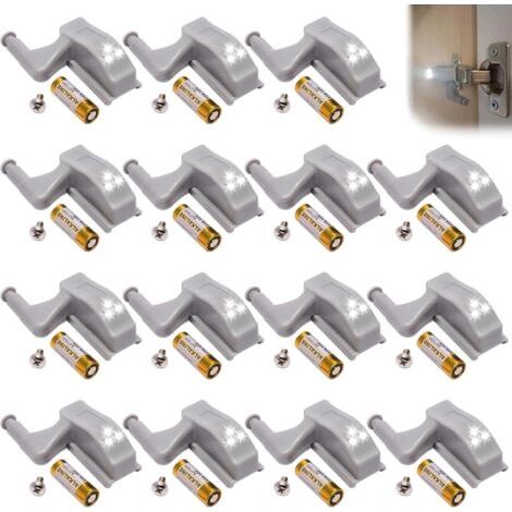 QORVA-Lot de 15 charnières LED - Capteur de lumière universel - Pour la maison, la cuisine, le placard, Blanc (1/5)
