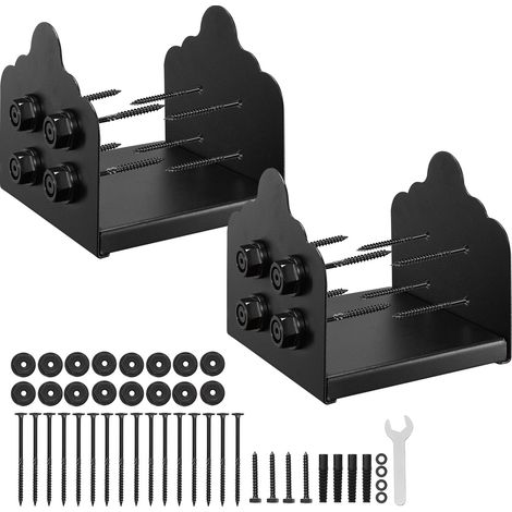 Support de Poteau Bois, Lot de 2, Base de Poteau, Taille Interne 200x190 mm, en Acier au Carbone Robuste, Ancrage de Poteaux Stable pour Support Garde-corps Balustrades Terrasse, Pavillon, Noir (1/5)