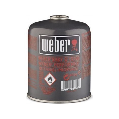 Cartouche de gaz 445 g – Pour barbecues Weber Q 100/1000, Gas Go-Anywhere, Performer Deluxe Gourmet – Autonomie 2 heures – Conforme EN-417