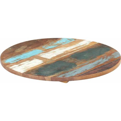 Dessus de table rond en bois massif de récupération de 50 cm d'épaisseur 25-27 mm pour meubles et aménagements intérieurs (1/5)