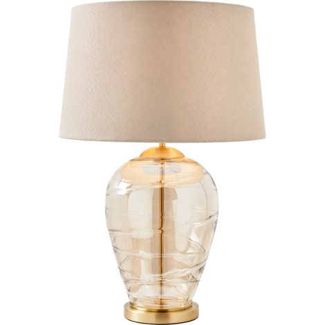 Visconte Sarno Table Lamp Base With Ivory Tapered Shade - Champagne, Brass