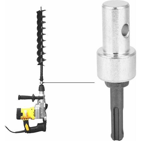 Drill Bit Adapter, for Electric Drill to Earth Auger Connector Round Shank Round Shank 2 Pit 2 Slot Connecting Round Shank Electric Drill and Earth Auger