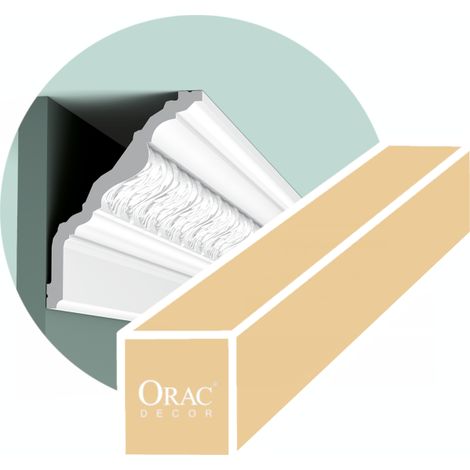 Cornisa alta de hojas de acanto - Orac Decor - L200xP13xH17.6cm - Paquete de 4 metros - C219