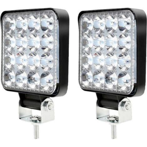 Faro da lavoro a LED 12V 48W 6500K, impermeabile IP67, ad alta resistenza, per trattore, camion, moto, barca, SUV, 2 pezzi -Crezuo