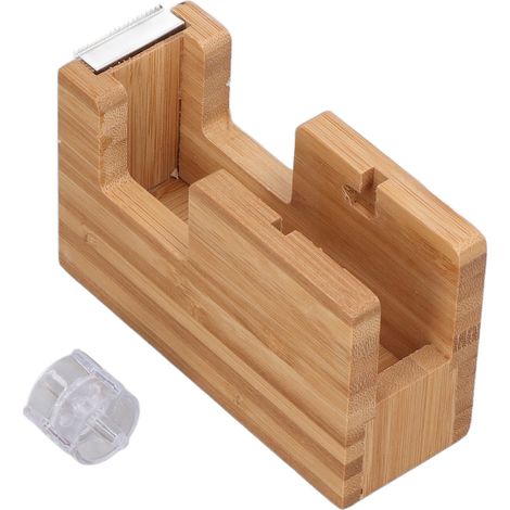 Distributeur de ruban adhésif de bureau, support de coupe en bois de bambou, Base de rouleau adhésif, outil de papeterie (1/5)