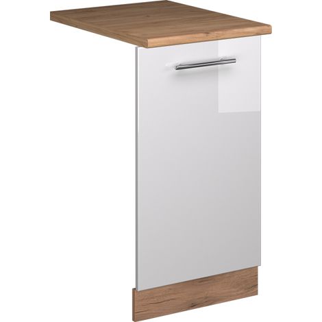 Panel frontal del lavavajillas Fame-Line, Blanco alto brillo, 45 cm , ET Roble, Vicco