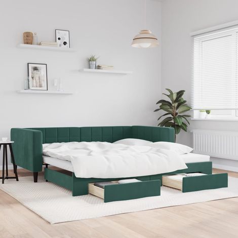 Lit de jour avec gigogne et tiroirs-Canapé-lit avec Rangement sans matelas 100x200 cm 342759 (1/5)