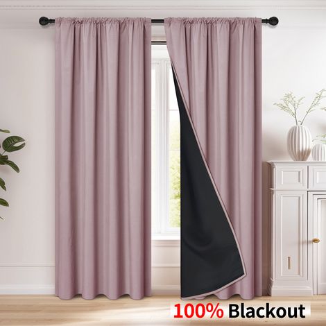 Pink blackout and heat-insulating curtains are an ideal choice for living rooms, bedrooms, kitchens, home décor, and room decor. Pink - FQ - Pink
