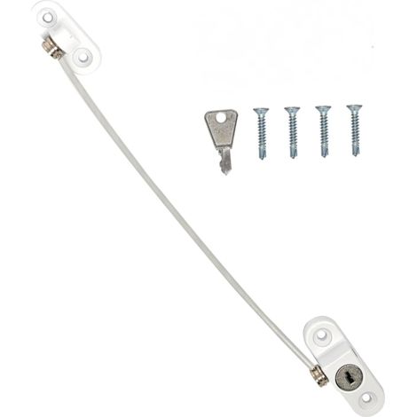 Limitador de apertura de ventana, cerradura de seguridad para ventanas correderas con llave, adecuada para la seguridad del hogar (blanco, 1 unidad). (1/5)