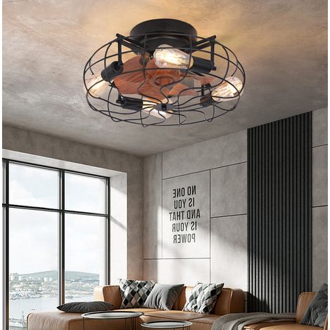Ventilador de techo tipo jaula de 50 cm con lámpara, control por mando/app, 6 velocidades, temporizador y 3 temperaturas de color. (1/5)