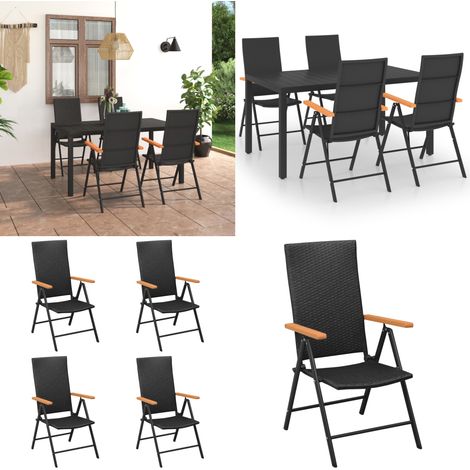 5-tlg. Garten-Essgruppe Schwarz und Braun - Gartensessel - Gartentisch - Rattan Gartenmöbel - Outdoor Möbel - Gartenmöbel Set - Home & Living (1/5)