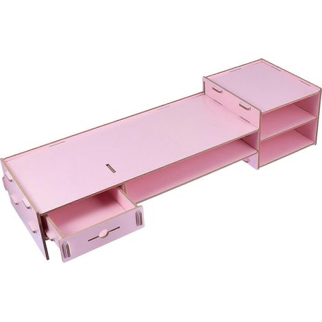 Support pour écran de bureau rose, rehausseur d'écran compatible avec rangement (1/5)