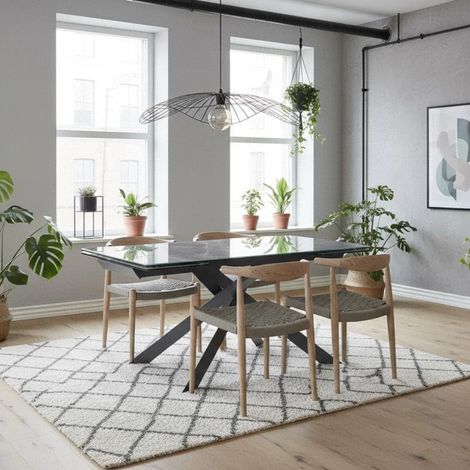 Axis, Tavolo allungabile con top in Ceramica su vetro Marmo grigio (90cm X 160/240cm H. 76cm)  Duzzle (1/5)
