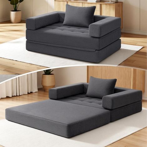 Faltbares Schlafsofa 5-in-1 Schlafsessel mit Kissen, Grau (1/5)