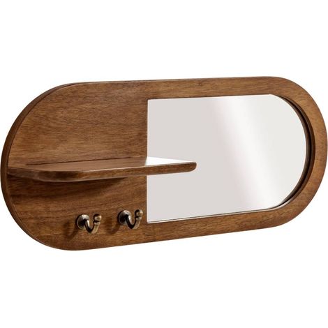 Miroir ovale en bois de manguier foncé Remick (1/5)