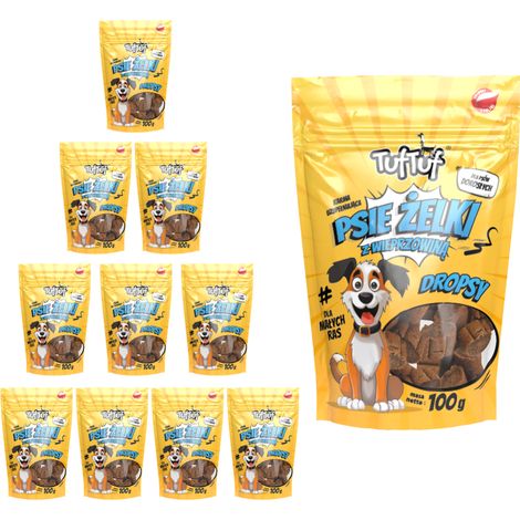 Golosinas para perros TufTuf Dog Jelly Drops sabor cerdo, 10 x 80 g (1/3)