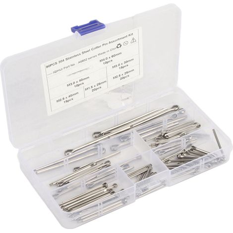 Kit de goupilles fendues en acier inoxydable, 6 tailles : M1,6x25, M2,5x25/40, M3,0x30/40, M4x60, pour réparations automobiles, camions, garages et ateliers. (1/5)