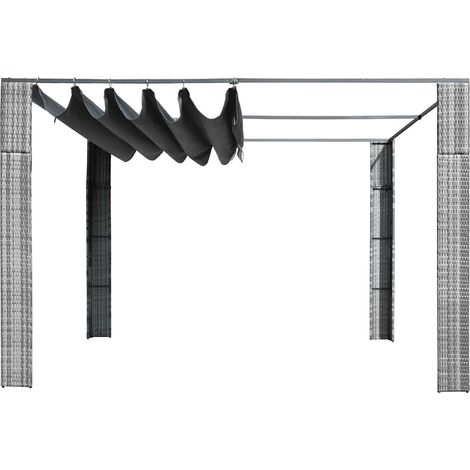 Tonnelle et toit Résine tressée 300x300x220cm Gris / anthracite