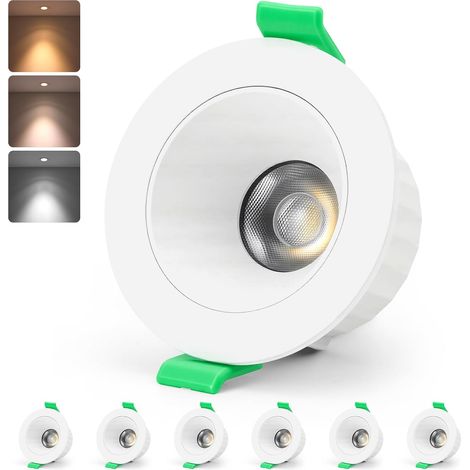 Lot de 6 Spot LED Encastrable Dimmable 5W, Spot LED Encastrable 68mm - 80mm Découpe, Blanc Chaud 2700K Blanc Neutre 4000K Blanc Froid 6000K Réglable Spot Salle de Bain IP44 pour Salon Cuisine (1/5)