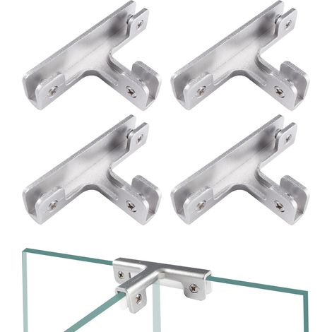 Stück 8-mm-Glasklemmen, Glasclips aus Aluminiumlegierung, verstellbare Glasklemmhalterungen, Glasbefestigungsclips, für 3–7 mm dickes Glas, T-förmig (1/5)