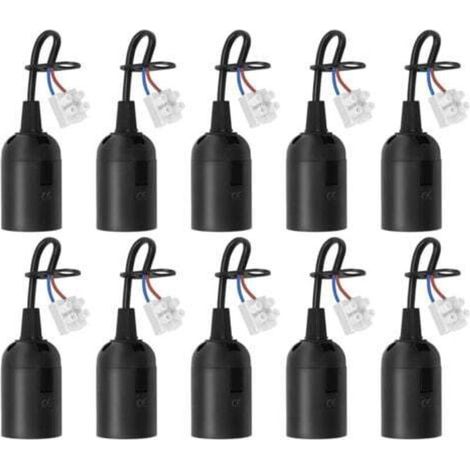 10er-Pack E27-Fassungen mit Kabel, Bau-/Renovierungsfassungen, Ersatz-E27-Lampenfassungen mit Kabel für LED-, Halogen- und Glühlampen, Schwarz (1/4)