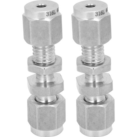 Raccord à compression en inox 316, lot de 2, double olive, connecteur femelle Ф3mm, accessoire de plomberie pour tube. (1/5)