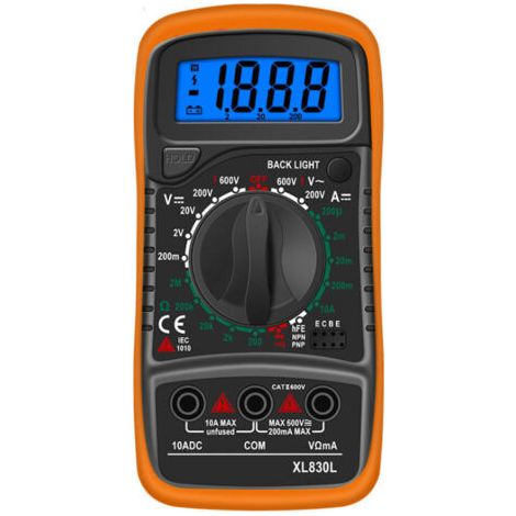 BUNTHAUS Multimètre Numérique LCD, Haute Qualité Voltmètre Ampèremètre Ohmmètre, Portable Digital Testeur Electrique Mesure Tension Courant Continuité Résistance AC DC Circuit Diodes Transistors (1/5)