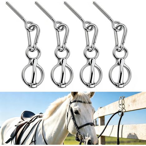 Lot de 4 anneaux de cravate en acier inoxydable pour chevaux Avec fermeture magnétique, anneau de cravate robuste pour écurie, saule et remorque de chevaux (1/5)