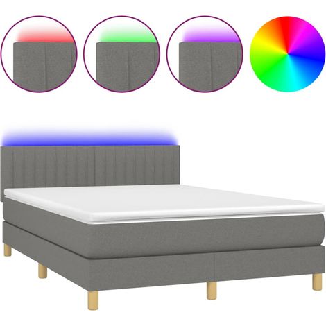 Maison Exclusive - Boxspringbett mit Matratze & LED Dunkelgrau 14