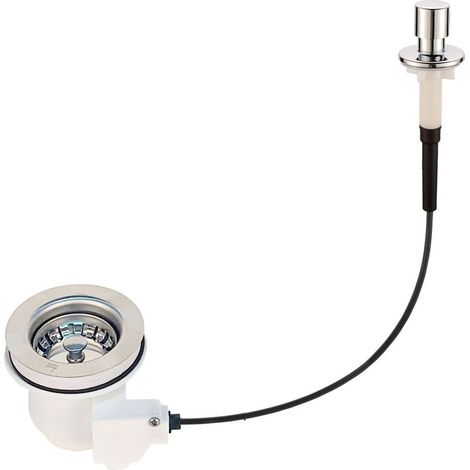 Kit de desagüe universal que ahorra espacio para grifos de fregadero extraíbles de 85 mm con salida de rebosadero. (1/5)
