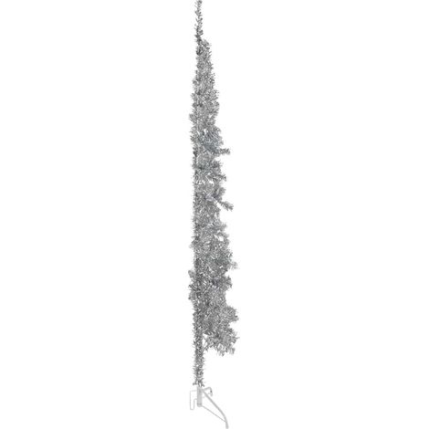 Albero Natale Albero natalizio Albero festivo Artificiale Sottile a Metà Supporto Argento 210cm (1/5)