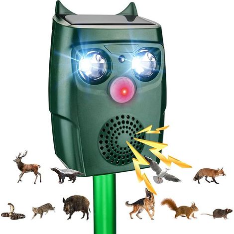 Ultrason Chat Exterieur pour Jardin, Ultrason Chat Exterieur avec Détecteur de Mouvement, 3 Modes Ultrasons et Flashs Peuvent Automatiquement Anti Pigeon, Répulsif Chien Extérieur (1/5)