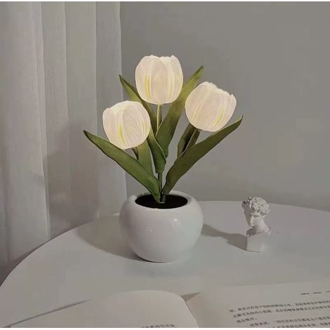 Lampe Tulipe, Lampe de Table Lampe de Bureau Ornements de Fleurs Led Simulation Tulipe Veilleuse, pour la Maison Salon Décor de Bureau (1/5)