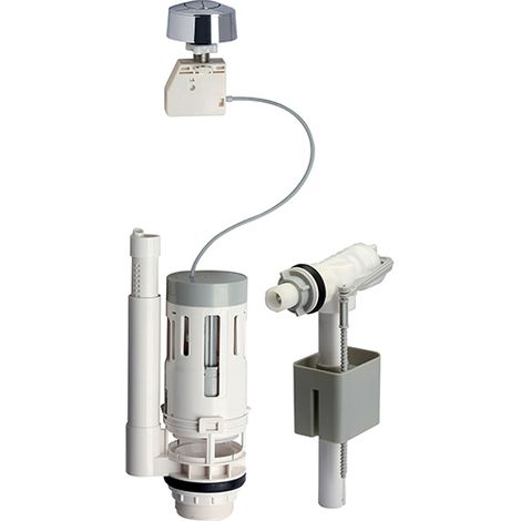 Edouard Rousseau – Mécanisme de chasse d'eau à bouton poussoir double débit 3L/6L – Robinet flotteur pour alimentation latérale – Réglable en hauteur