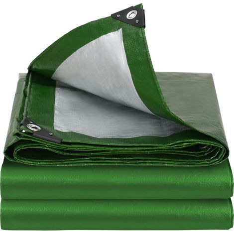 Bâche de Protection 100 g/m² - 2x3 m Bâche avec Oeillets Inoxydable PE Tarpaulin étanche Revêtement Imperméable Portable pour Jardin, Voitures, Piscines, Bateaux, Camping - Vert (1/4)