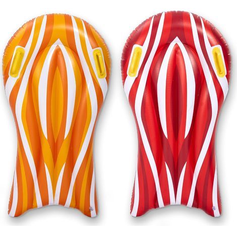 Set mit 2 aufblasbaren Bodyboards für Wasserrutschen, aufblasbare Surfbretter für Schwimmbäder, Pool-Schwimmhilfen, Sommer-Wasserspielzeug für Kinder (Rot und Orange) (1/5)