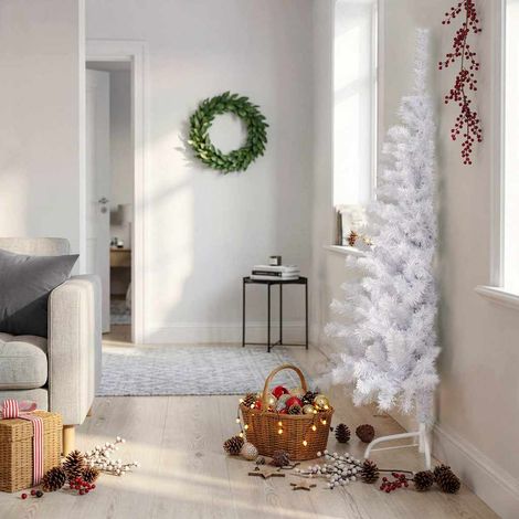 vidaXL Artificial Half Christmas Tree with Stand White 150 cm PVC (1/5)
