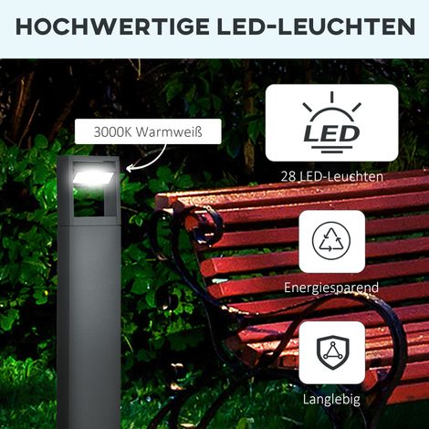 Lampadaire solaire LED pour allée, balise de jardin étanche, poteau d'extérieur résistant aux intempéries, gris anthracite, 16x5x90 cm