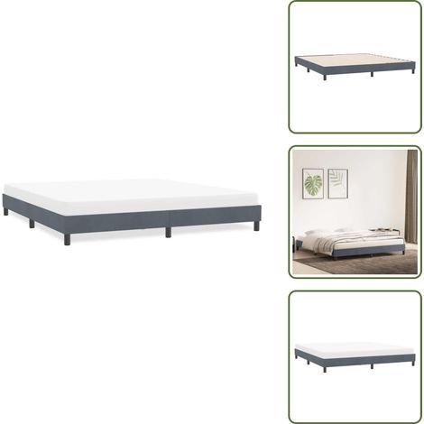 Cadre de lit sans matelas gris foncé 180x220 cm velours - Cadre De Lit - Cadres De Lit - Lit - Meuble De Chambre À Coucher (1/5)