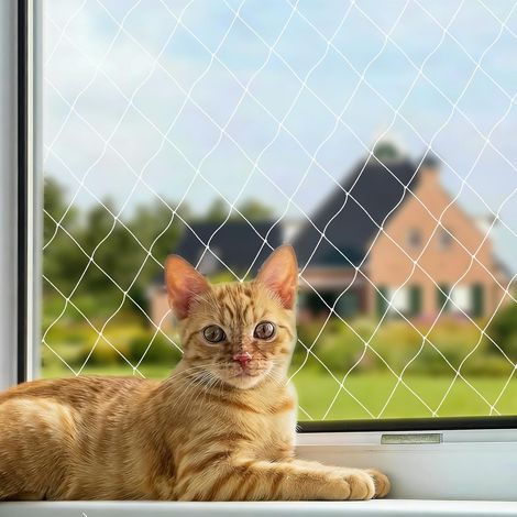 Filet de protection pour chat - 3 x 8 m - Découpable - Avec corde de fixation et accessoires - Pour terrasse, fenêtres et portes (1/5)